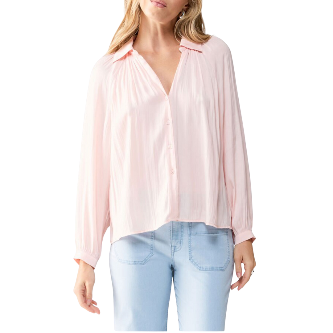 Casually Cute Pink Sateen Blouse