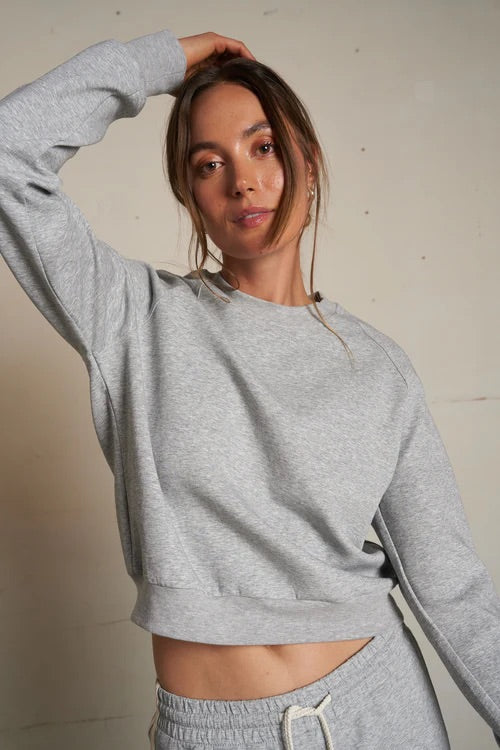 PERFECT WHITE TEE LUCIA TRAVEL RAGLAN SWEATSHIRT - HEATHER GREY
