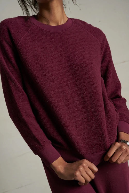 PERFECT WHITE INSIDE OUT FLEECE SWEATSHIRT -  DARK BURGUNDY